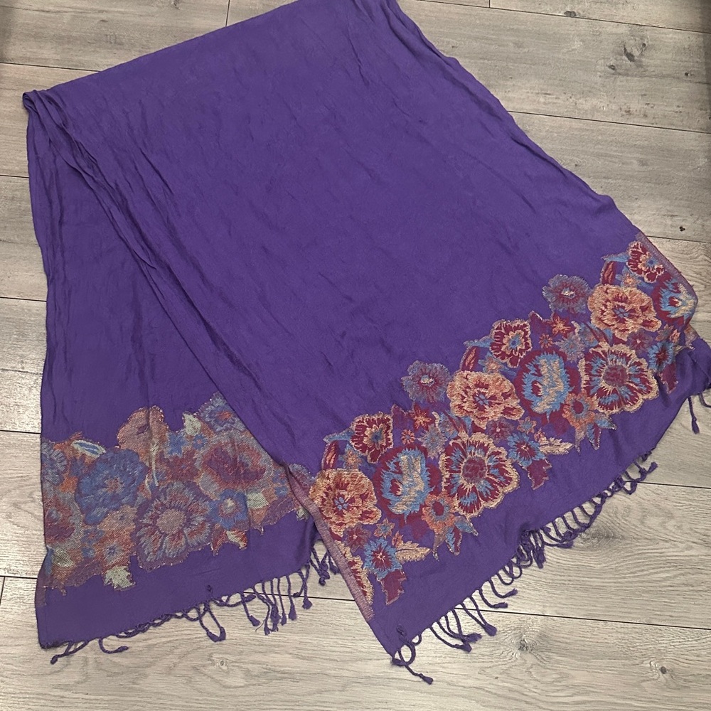 Purple Floral Pashmina